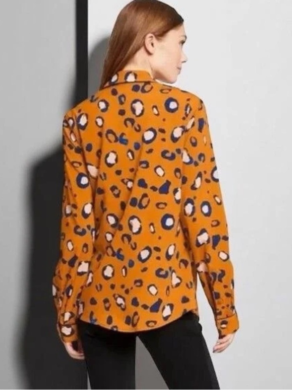 3.1 Phillip Lim Orange Leopard-Print Blazer with Blue and Cream Spots - Picture 11 of 11